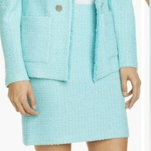 St. John Women's Size 6 Wool Blend Ultra Marine Knit Ribbon Tweed Skirt Luxury